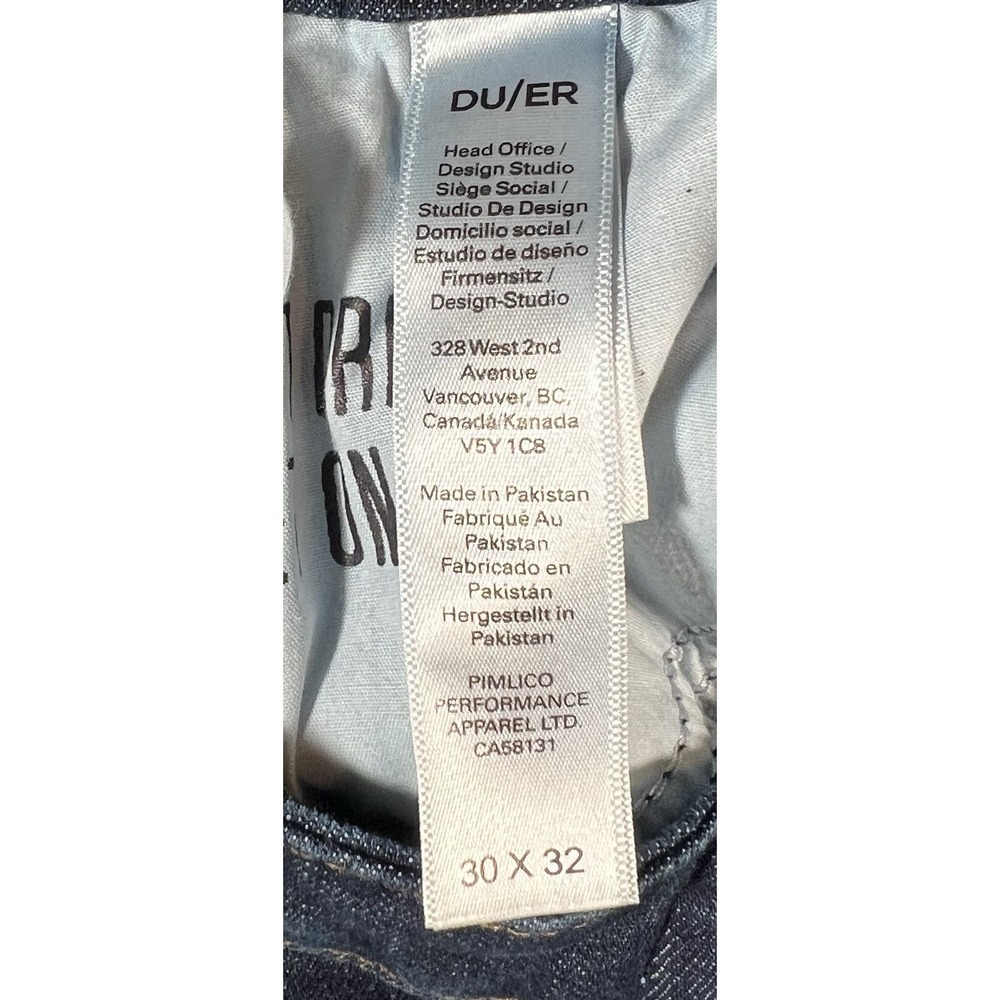 DU/ER Slim Straight Performance Jeans Mens 32x31 Blue Denim Classic WFLS4075 - Picture 9 of 15
